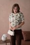 Women's Crew Neck Tulle Floral Short Sleeve Knitwear Sweater - 3