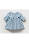 Baby Girl Light Blue Denim Dress Embroidery Detailed Ruffle Collar Buttoned Pocket Casual Baby Dress