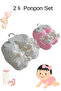 Quality Baby Pompom 2-Piece Booties Socks Set - 2