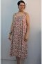 Gray Red Yellow Floral Patterned Front and Back Gathered Combed Cotton Viscose Dress - 3