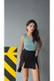 Double Slit Detailed High Waist Black Mini Skirt - 3