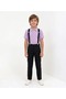 Boy's April 23 October 29 Collared T-Shirt - Black Pants and Suspender Set - Show Outfit