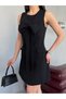Black Bowknot Zero Sleeve Mini Dress - 5