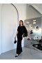 Black Shawl Design Long Dress - 3