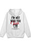 I'M Not Who You Think Back Printed Hooded Semi Oversize Sweatshirt White Hoodie 1424