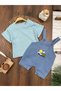 Island Embroidered Summer Denim Salopet Baby Boy Set - 2