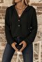 Women's Long Sleeve Hooded Front Buttoned and Lace-Up Waffle Blouse - 3