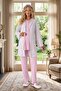 New Season Powder Shawl Collar Patterned Summer Special Design 100% Cotton Maternity Dressing Gown Pajama Set - 2