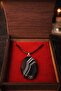 Natural Agate Stone Design Necklace (Black-And-White Striped) - 2