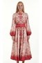 Linen Fabric Model Lace Detailed Dress (Belt Included)-Red-2680 - 3