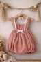 Baby Girl Floral Embroidered Cotton Lace Detailed Strappy Muslin Jumpsuit - 6