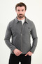 Striped Slim Fit Shirt Collar Zipper Men's Coat Gray - 39654.25K - 4