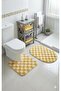 Chess Dama Patterned Latex Non-Slip Base Machine Washable 2-Piece Bohemian Oval Bath Mat 60X100 60X50 - 2
