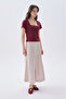 Women's Beige Slit Midi Skirt - 3