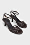 Women's Oval Toe Thin Strap Ankle Strap Heeled Casual Sandals Minori Brown
