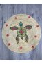 Boho 998 Jute Turtle Patterned Round Natural Color Double Sided Jute Made with Natural Yarn - 2