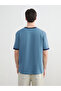 Indigo Crew Neck Combed Cotton Men's T-Shirt - 6