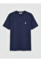 Navy Blue Standard Fit Embroidered Crew Neck Men's T-Shirt
