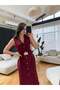 Burgundy gold buttoned buckled dress - 2