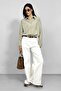 Pure Cotton Stand Collar Striped Shirt Sage Green - 5