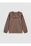Lcw Kids Brown Scallop Detailed Baby Collar Girls' Shirt
