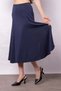 Women's Soft Textured Flexible Fabric High Waist Elastic Waist Pocketed Midi Length Below the Knee Skirt - Navy Blue - 5