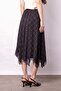 Women's Chiffon Eight-Piece Lined Midi Length Asymmetrical Skirt - Black Baklava - 7