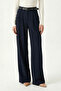 Belted Wide Leg Stretchy Knitted Trousers Lzv0045 Dark Blue - 3