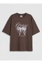 Lcw Kids Brown Crew Neck Printed Girls' T-Shirt