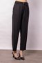 Women's High Waist Side Pocket Belted Boyfriend Silky Textured Spring Fabric Trousers-Black - 4