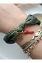 Chili Red Hot Pepper Clover Luck Scarf Bracelet Bandana Khaki Green Fabric Bracelet Handmade