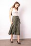 Women's Embroidered High Waist Tie Skirt Kiloş Midi Length Below the Knee Skirt-Khaki - 2