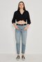 Women's Lycra Mom Jean Pants – Tint Wash Laser Detailed High Waist Regular Fit