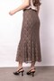Women's Lined Lace-Tulle High Waist Slim Fit Long Below Knee Fish Cut Skirt-Mink Pattern - 5