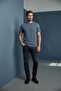 Men's Printed Single Jersey Fabric Basic T-Shirt Slim Fit Cotton Men's T-Shirt Navy Blue-180 - 4