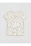 Lcw Kids Ecru Patterned Ruffle Girls' T-Shirt - 3