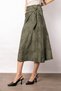 Women's Embroidered High Waist Tie Skirt Kiloş Midi Length Below the Knee Skirt-Khaki - 3