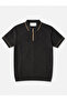 Black Zippered Knitwear T-Shirt