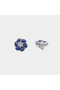 Royal Blue Floral Stud Earrings - 2