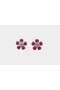 Ruby Floral Invisible-Setting Stud Earrings with Garnet & Cubic Zirconia
