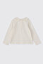 Baby Girl Embroidery Detailed Ecru T-Shirt - 2