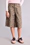100% Cotton Leopard Patterned Gabardine Shorts for Girls H6053A826Sm - 4