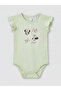 Green Minnie Mouse Printed Baby Girl Snap-On Bodysuit 2-Piece Set - 2