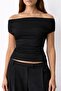 Women's Dual-Use Sandy Fabric Crop Blouse Black - 3