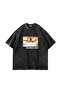 World Is Yours Printed Oversize Unisex Washable Black Tshirt