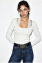Women's White Laced Gothic Long Sleeve Blouse Öb261017 60286053 - 3