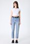 Women's Light Blue Blue Tint Washed Slim Mom Jean Pants – High Waist Lycra Stretch Denim - 2