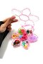Girl's Pink Floral Design Hair Accessory Set with Organizer Box (Hair Clip & Rubber Band Set) - 5