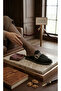 Buckle-Strapped Suede & Leather Women's Loafer Slippers (Genuine Leather)