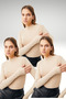 Women's Cream 3-Piece Body Suit with Finger Detail